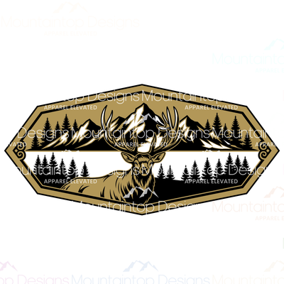 Bull Elk Hexagon – SVG Digital File for Tri-Layer Engraving