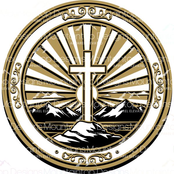 Sunset Cross Circular – SVG Digital File for Tri-Layer Engraving