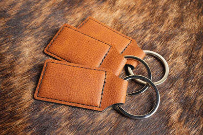 Custom Laser Engraved Heritage Leatherette Keychain (set of 10)