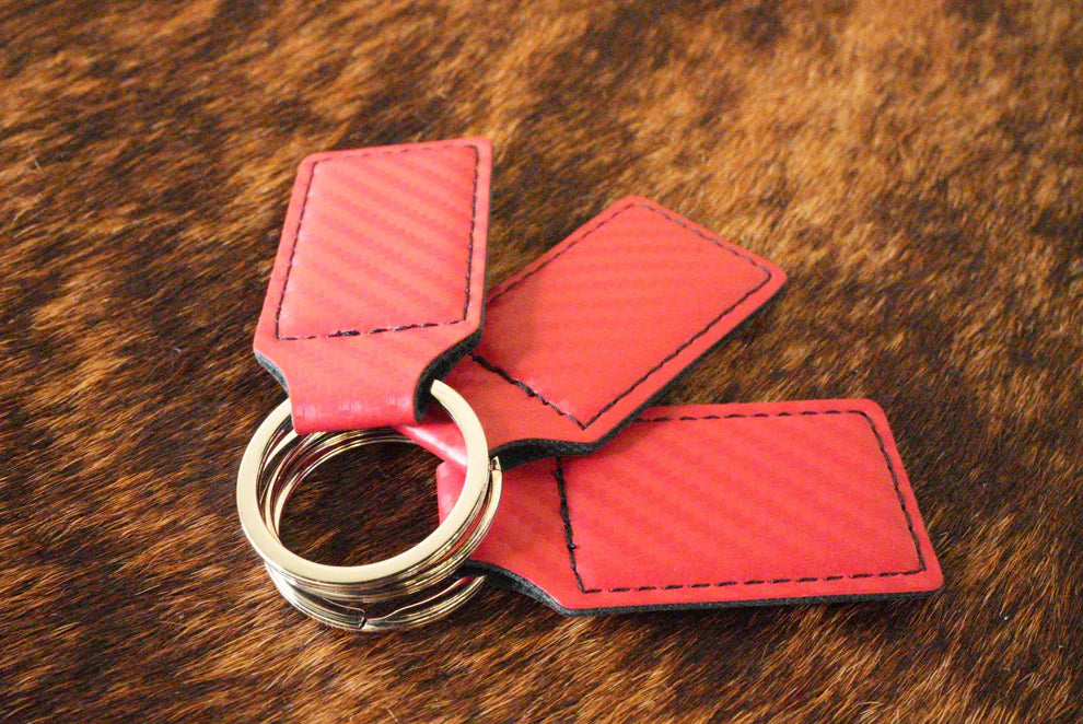 Custom Laser Engraved Heritage Leatherette Keychain (set of 10)