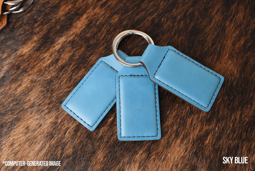 Custom Laser Engraved Heritage Leatherette Keychain (set of 10)