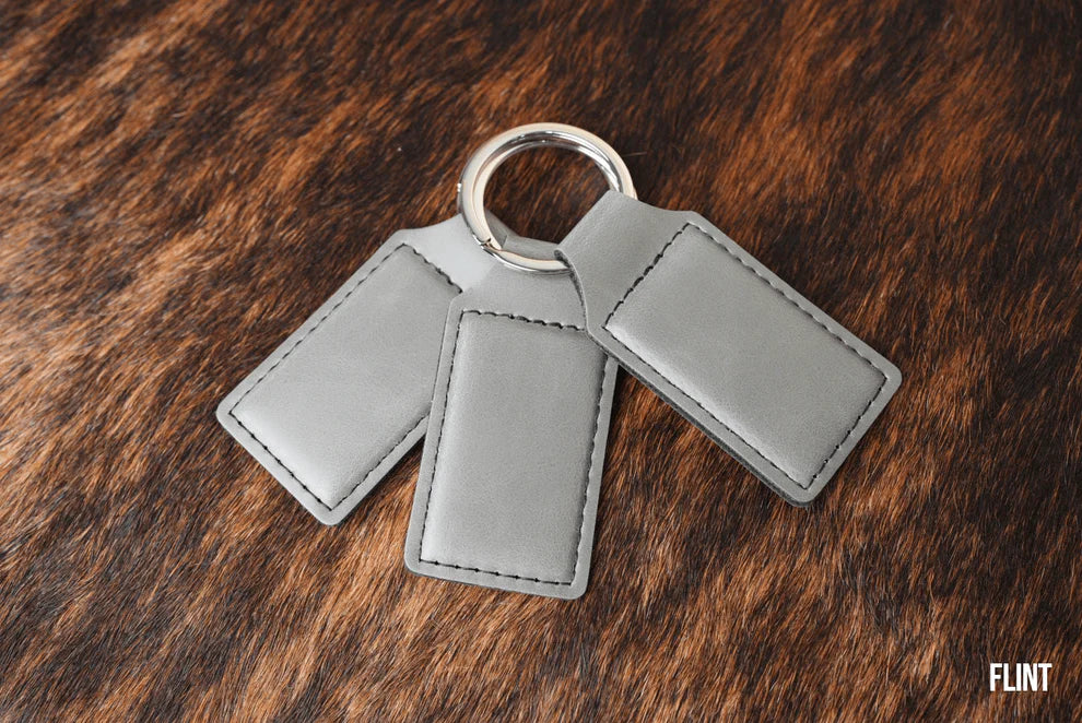 Custom Laser Engraved Heritage Leatherette Keychain (set of 10)