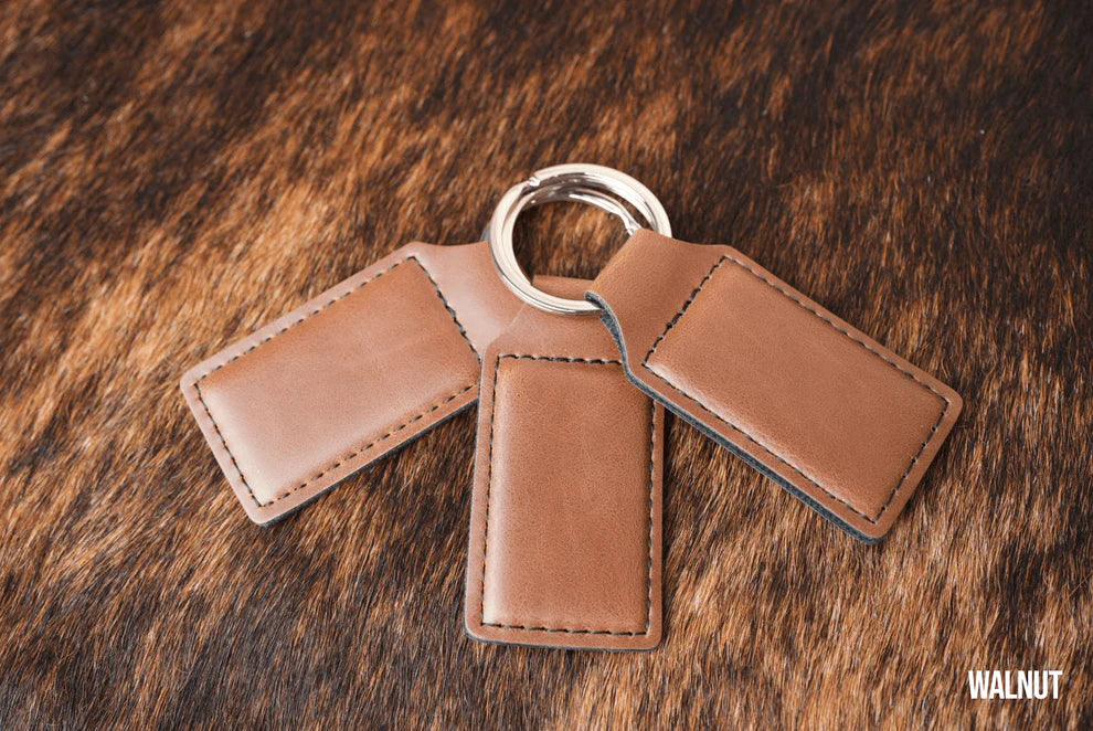 Custom Laser Engraved Heritage Leatherette Keychain (set of 10)