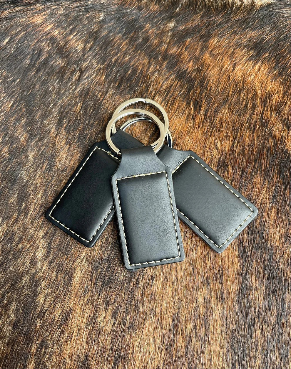 Custom Laser Engraved Heritage Leatherette Keychain (set of 10)