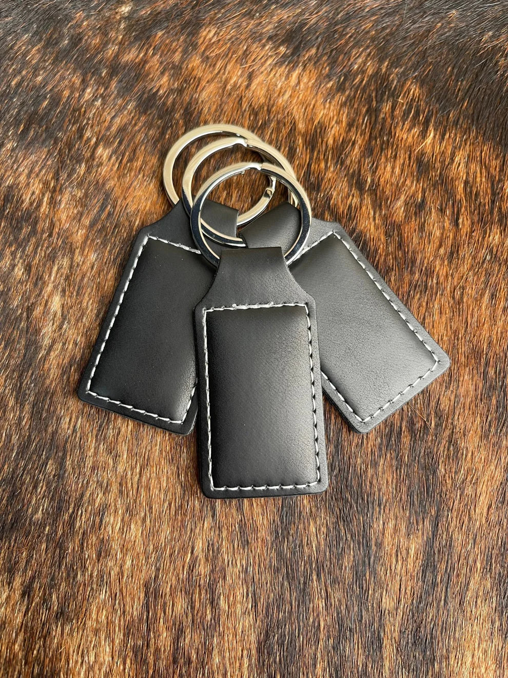 Custom Laser Engraved Heritage Leatherette Keychain (set of 10)