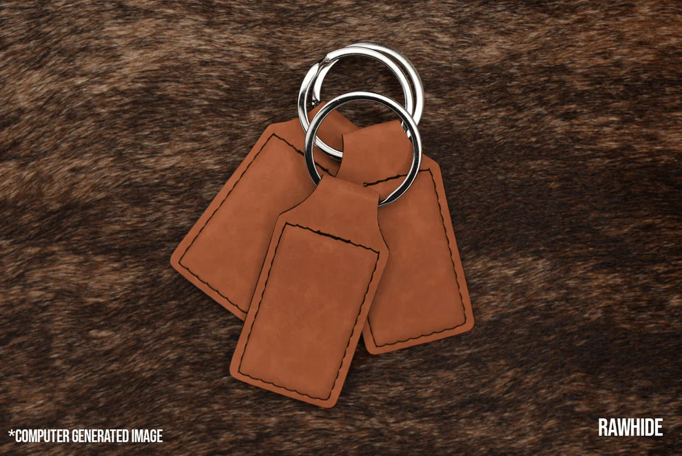 Custom Laser Engraved Heritage Leatherette Keychain (set of 10)