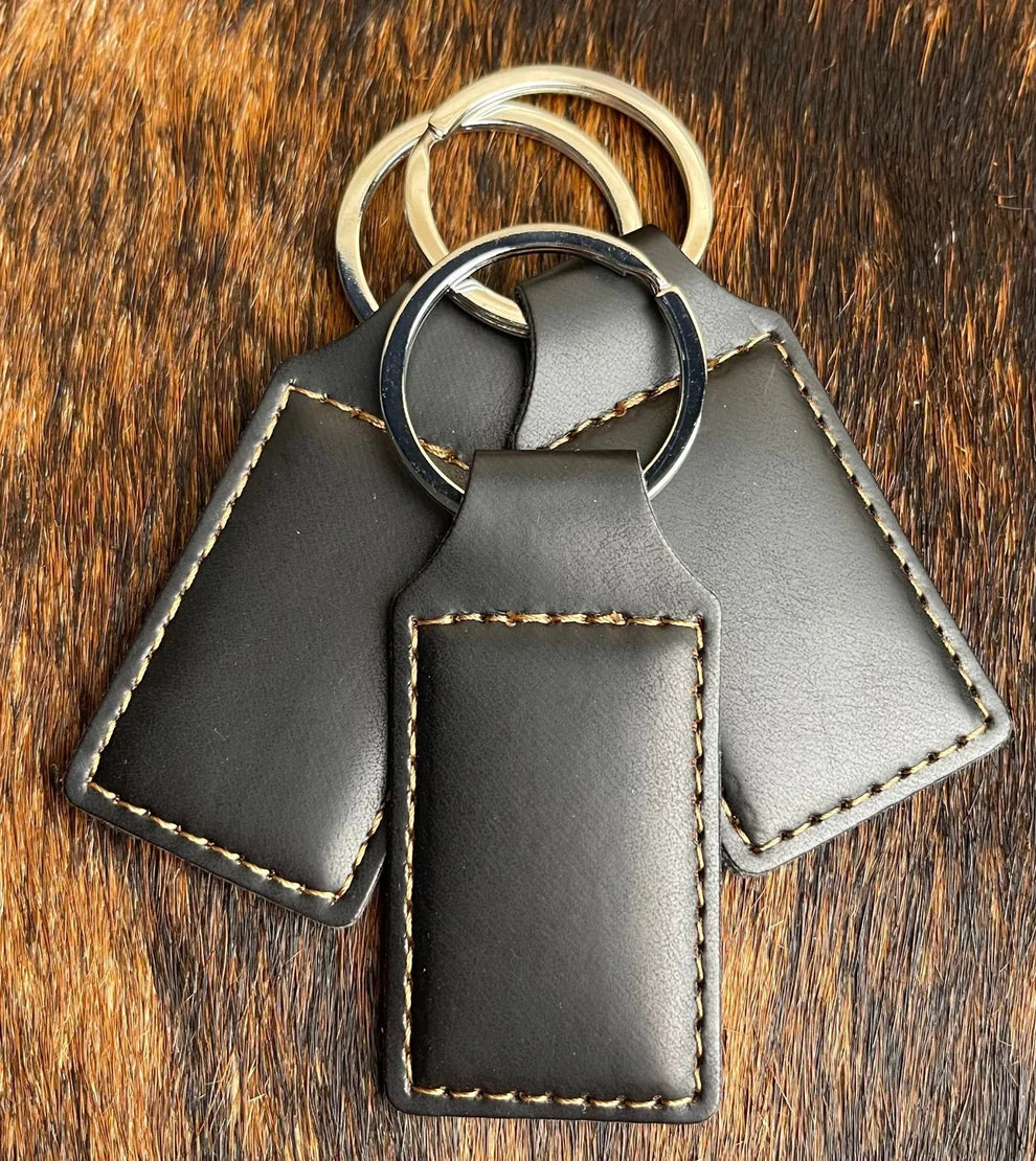 Custom Laser Engraved Heritage Leatherette Keychain (set of 10)
